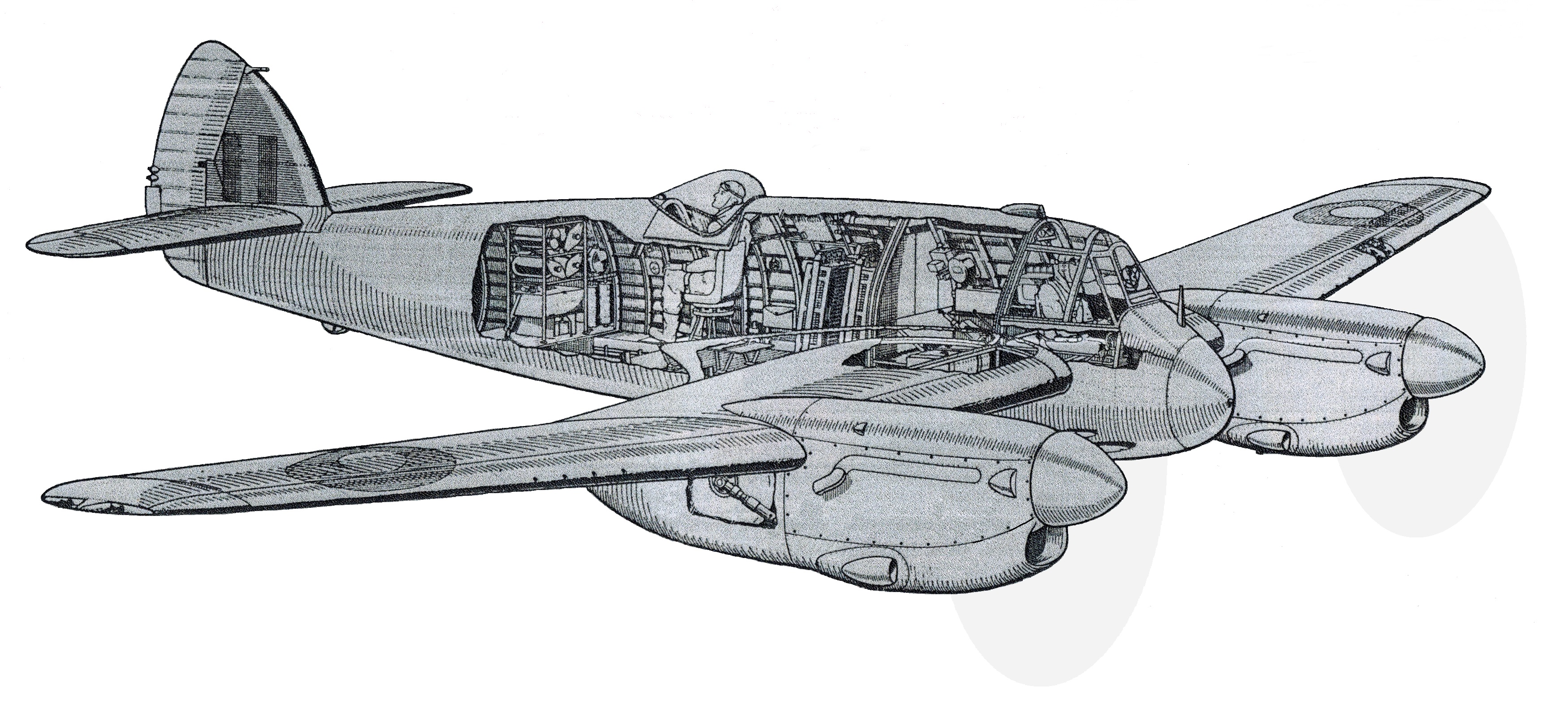 Cut-away drawing of a Bristol Beaufighter Mk.II